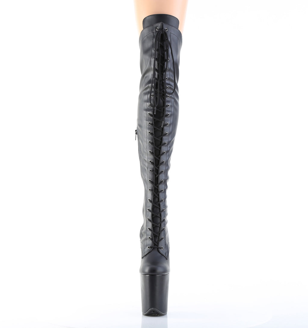 PLEASER - Flamingo - 3014 Noir Mat Faux Cuir