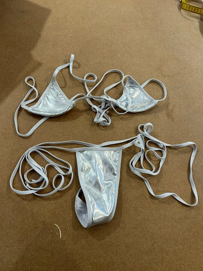 ANGRY DOLLZ - Metallic silver bikini