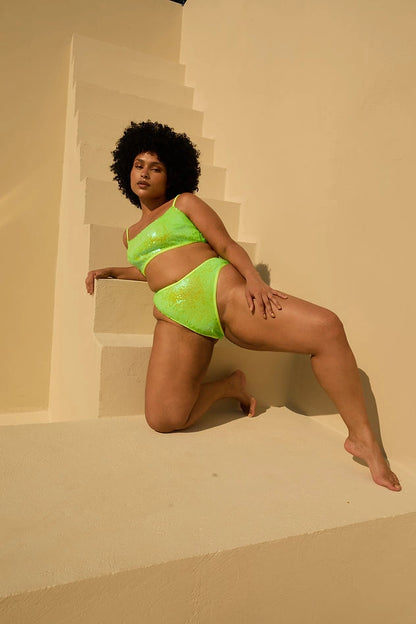 ROLLING - Top vento - Jaune néon à sequins