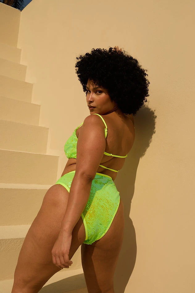 ROLLING - Top vento - Jaune néon à sequins